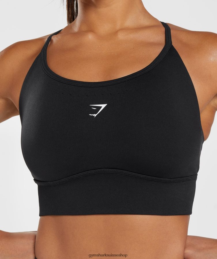ch Gymshark femmes soutien-gorge de sport long sans coutures noir 02FP6T113 vêtements