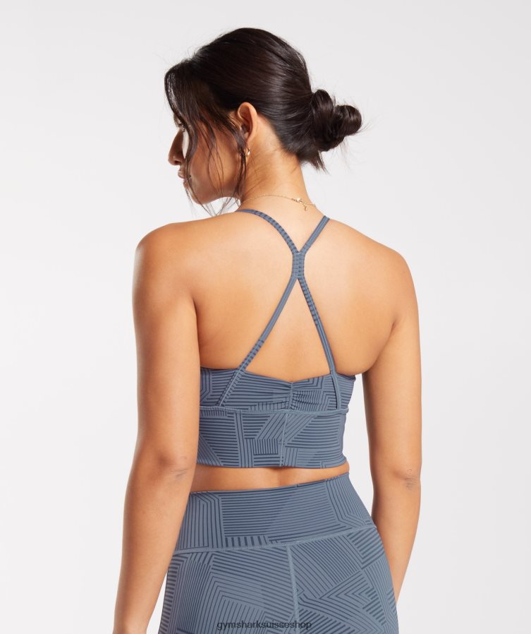 ch Gymshark femmes soutien-gorge de sport long surélevé bleu du soir 02FP6T182 vêtements