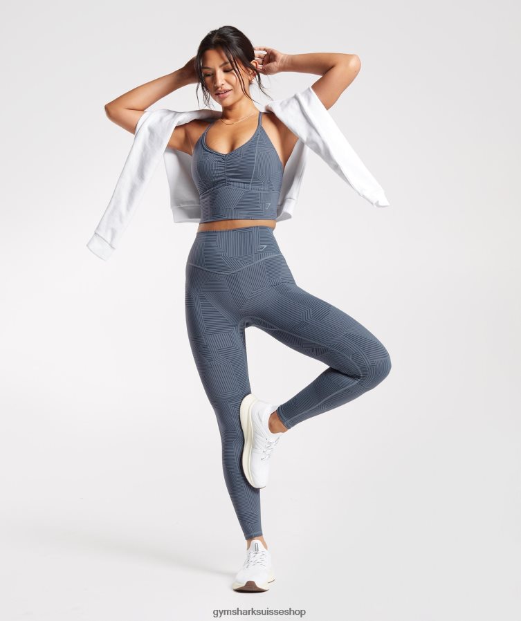 ch Gymshark femmes soutien-gorge de sport long surélevé bleu du soir 02FP6T182 vêtements