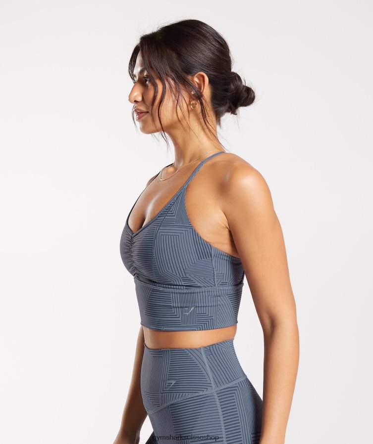 ch Gymshark femmes soutien-gorge de sport long surélevé bleu du soir 02FP6T182 vêtements