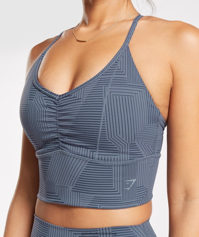 ch Gymshark femmes soutien-gorge de sport long surélevé bleu du soir 02FP6T182 vêtements