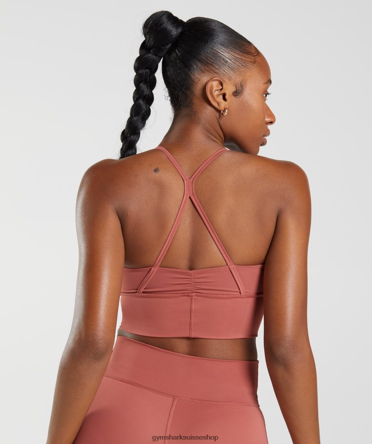 ch Gymshark femmes soutien-gorge de sport long surélevé brun rosé 02FP6T169 vêtements