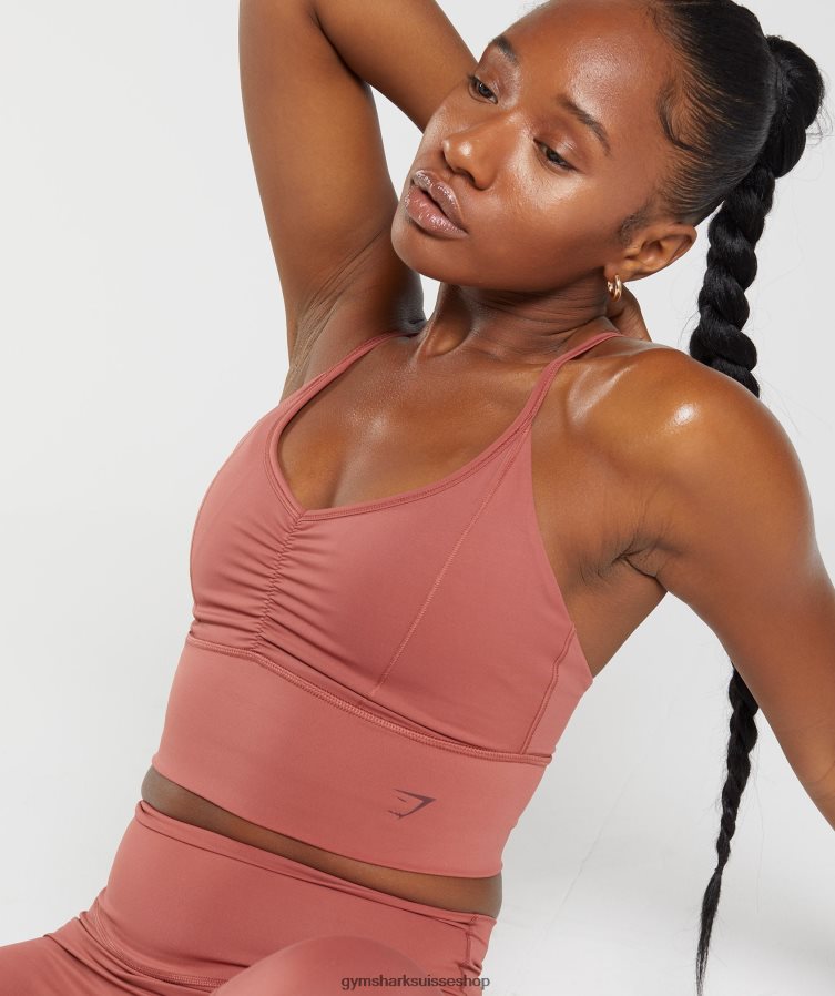 ch Gymshark femmes soutien-gorge de sport long surélevé brun rosé 02FP6T169 vêtements