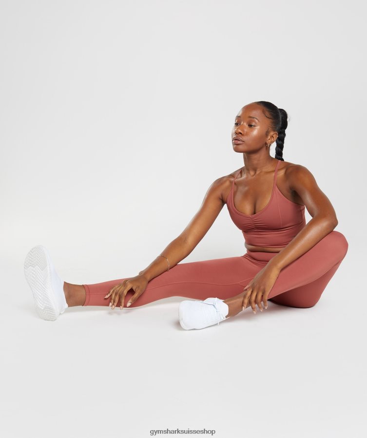 ch Gymshark femmes soutien-gorge de sport long surélevé brun rosé 02FP6T169 vêtements