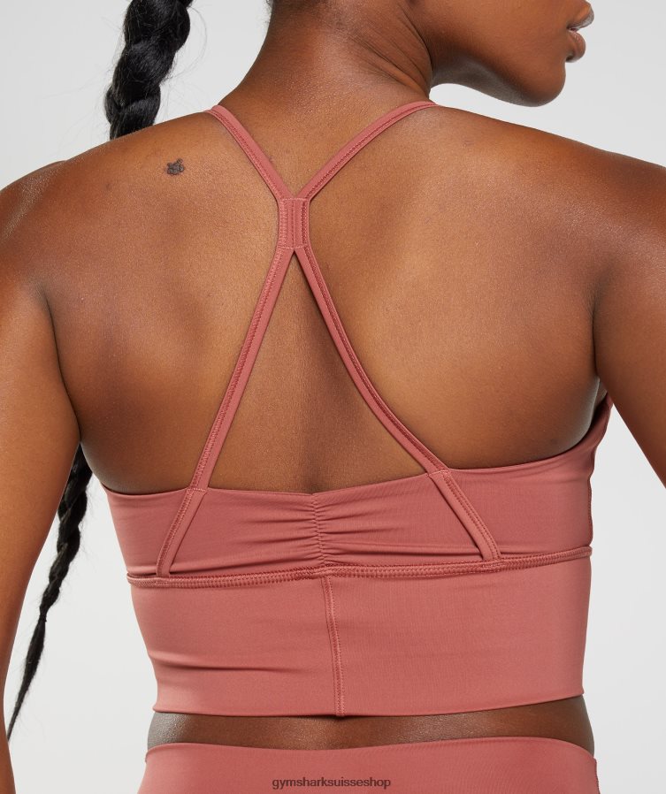 ch Gymshark femmes soutien-gorge de sport long surélevé brun rosé 02FP6T169 vêtements