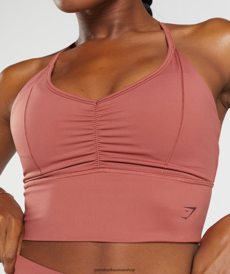 ch Gymshark femmes soutien-gorge de sport long surélevé brun rosé 02FP6T169 vêtements