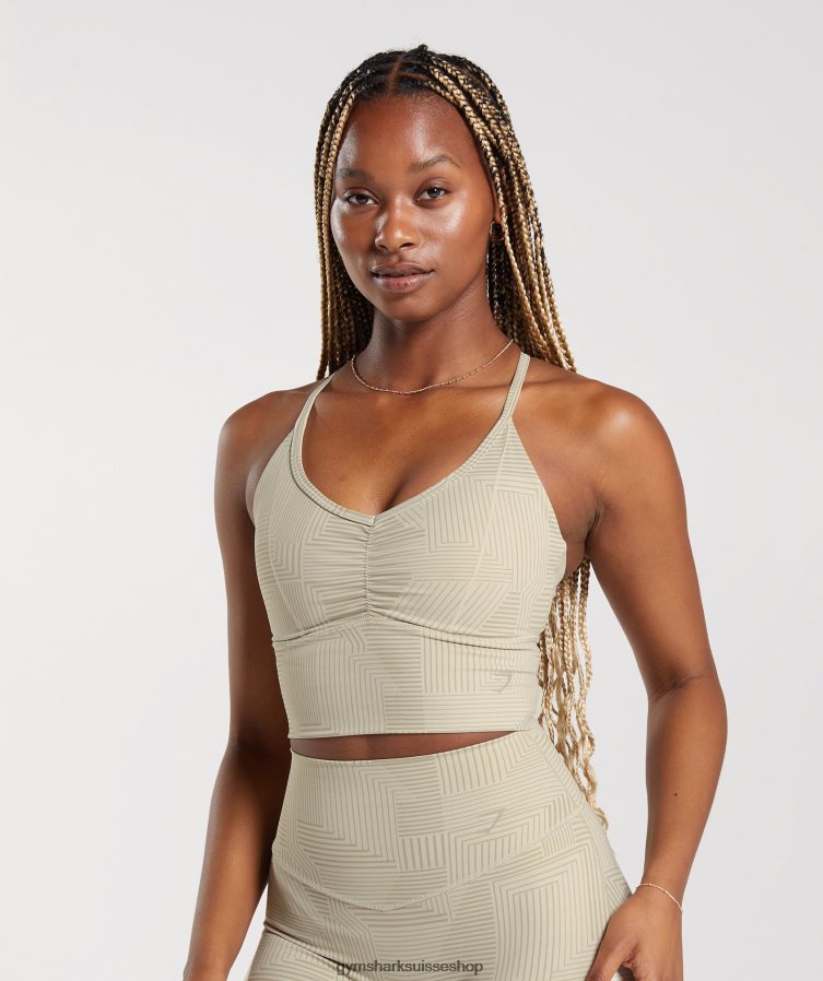 ch Gymshark femmes soutien-gorge de sport long surélevé brun sable 02FP6T189 vêtements