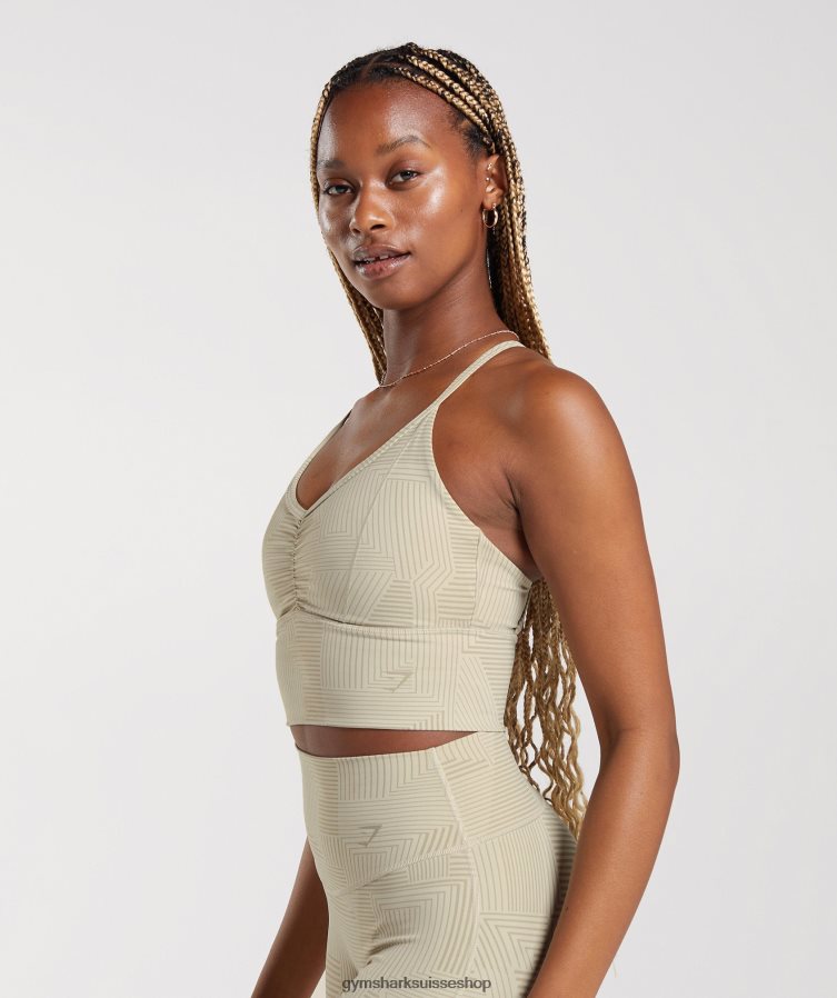 ch Gymshark femmes soutien-gorge de sport long surélevé brun sable 02FP6T189 vêtements