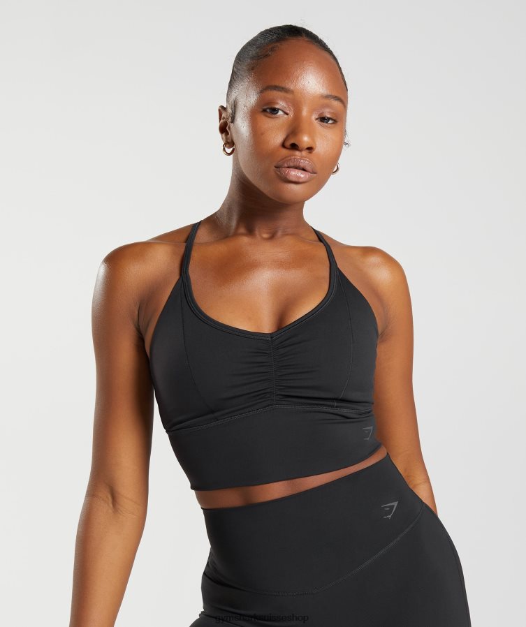 ch Gymshark femmes soutien-gorge de sport long surélevé noir 02FP6T137 vêtements