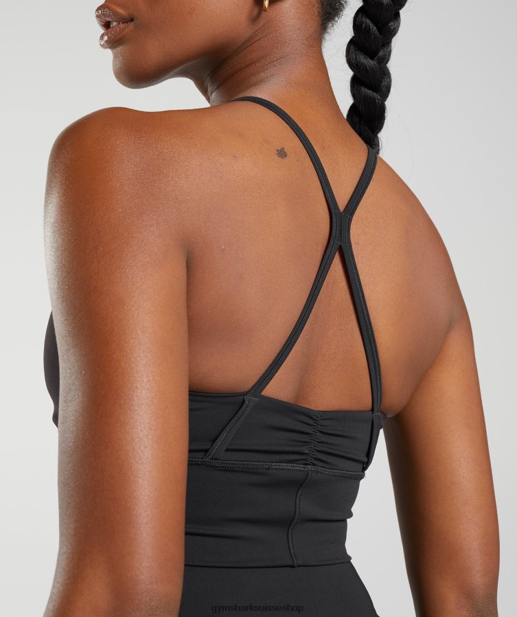 ch Gymshark femmes soutien-gorge de sport long surélevé noir 02FP6T137 vêtements