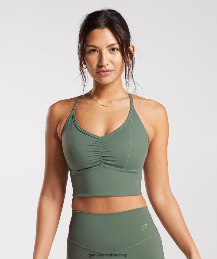 ch Gymshark femmes soutien-gorge de sport long surélevé saule vert 02FP6T123 vêtements