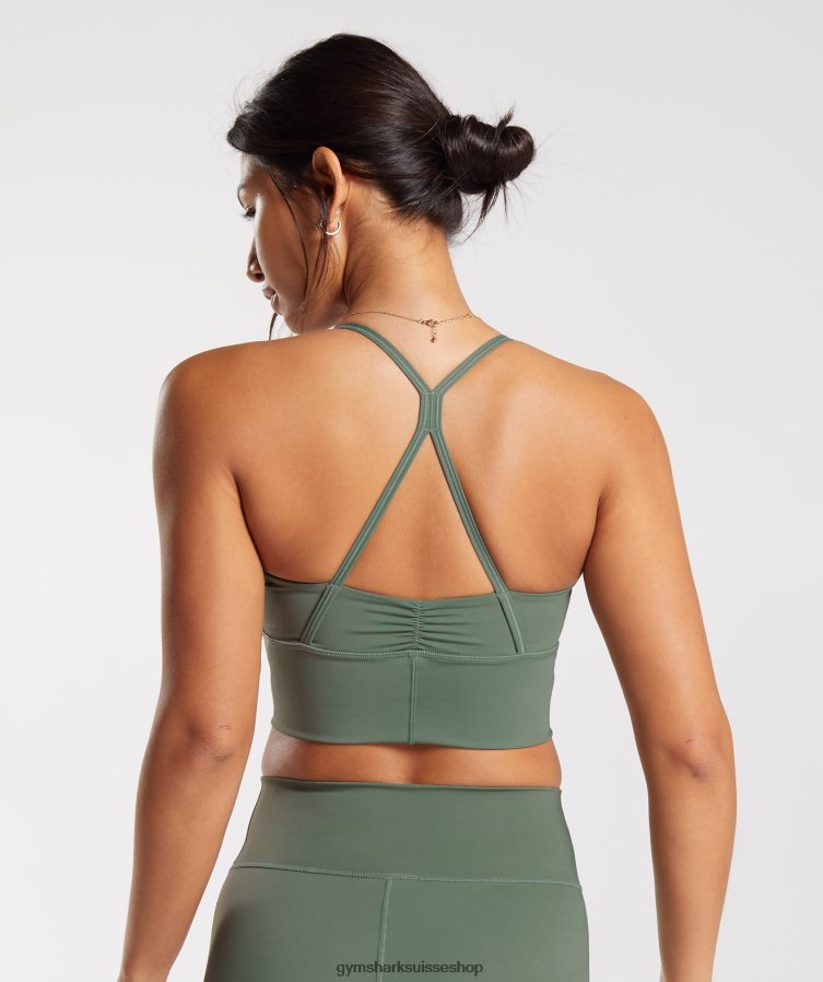 ch Gymshark femmes soutien-gorge de sport long surélevé saule vert 02FP6T123 vêtements