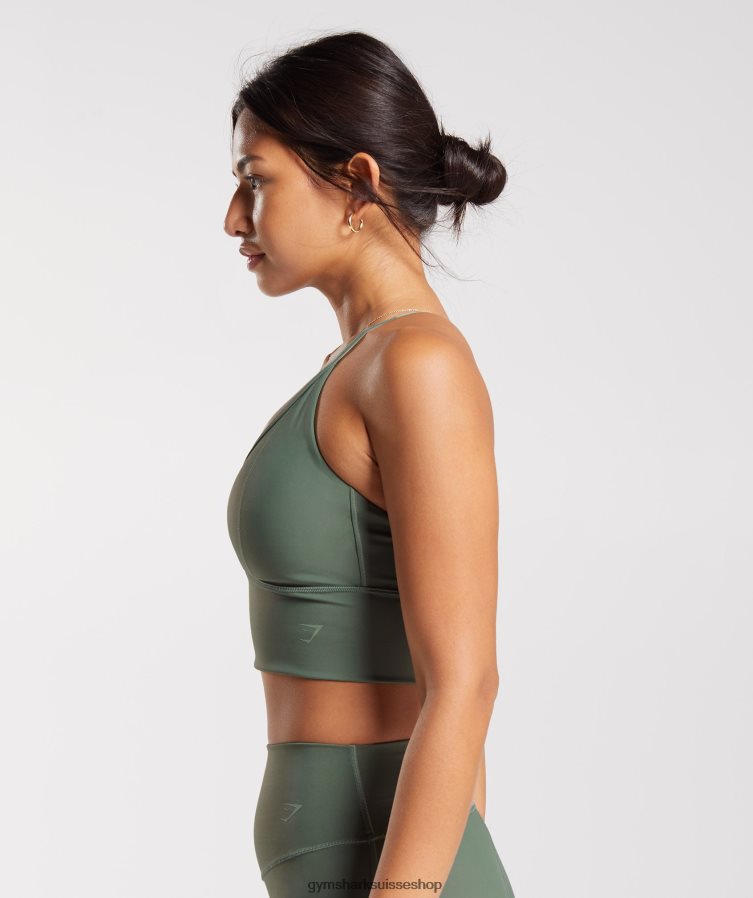 ch Gymshark femmes soutien-gorge de sport long surélevé saule vert 02FP6T123 vêtements