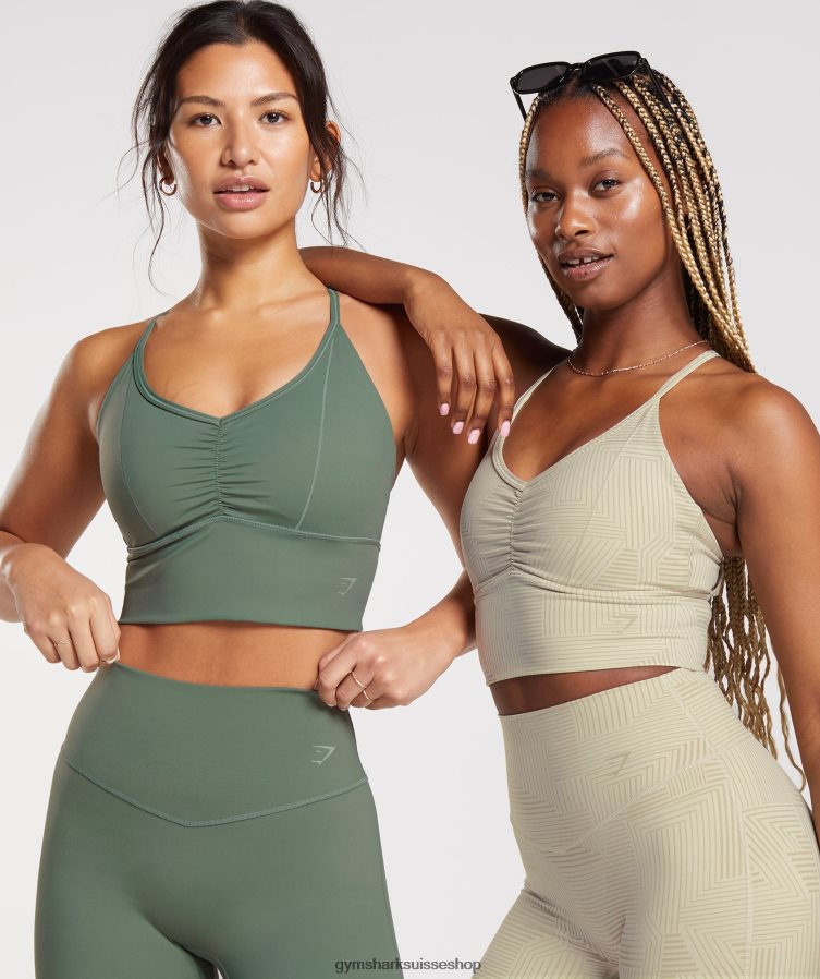 ch Gymshark femmes soutien-gorge de sport long surélevé saule vert 02FP6T123 vêtements