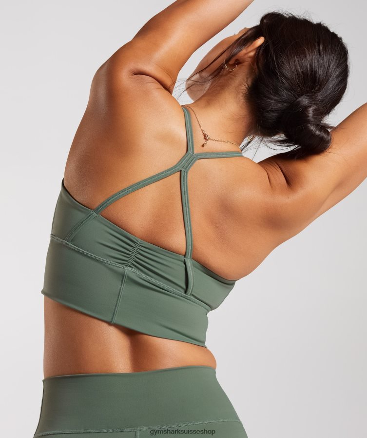 ch Gymshark femmes soutien-gorge de sport long surélevé saule vert 02FP6T123 vêtements