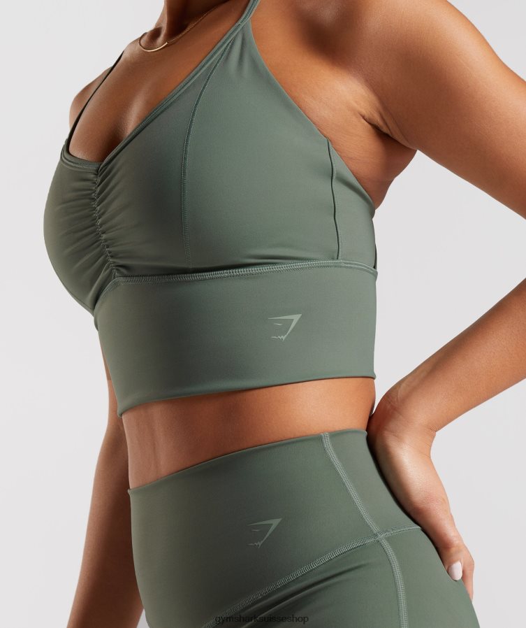 ch Gymshark femmes soutien-gorge de sport long surélevé saule vert 02FP6T123 vêtements