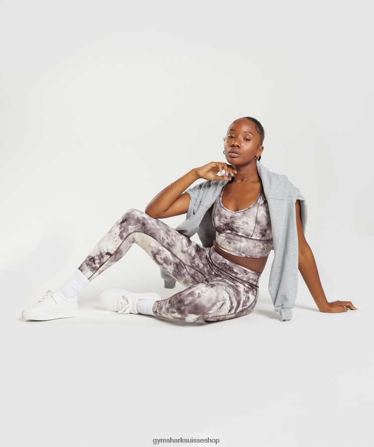 ch Gymshark femmes soutien-gorge de sport long surélevé teinture en aérosol brun ciment 02FP6T164 vêtements