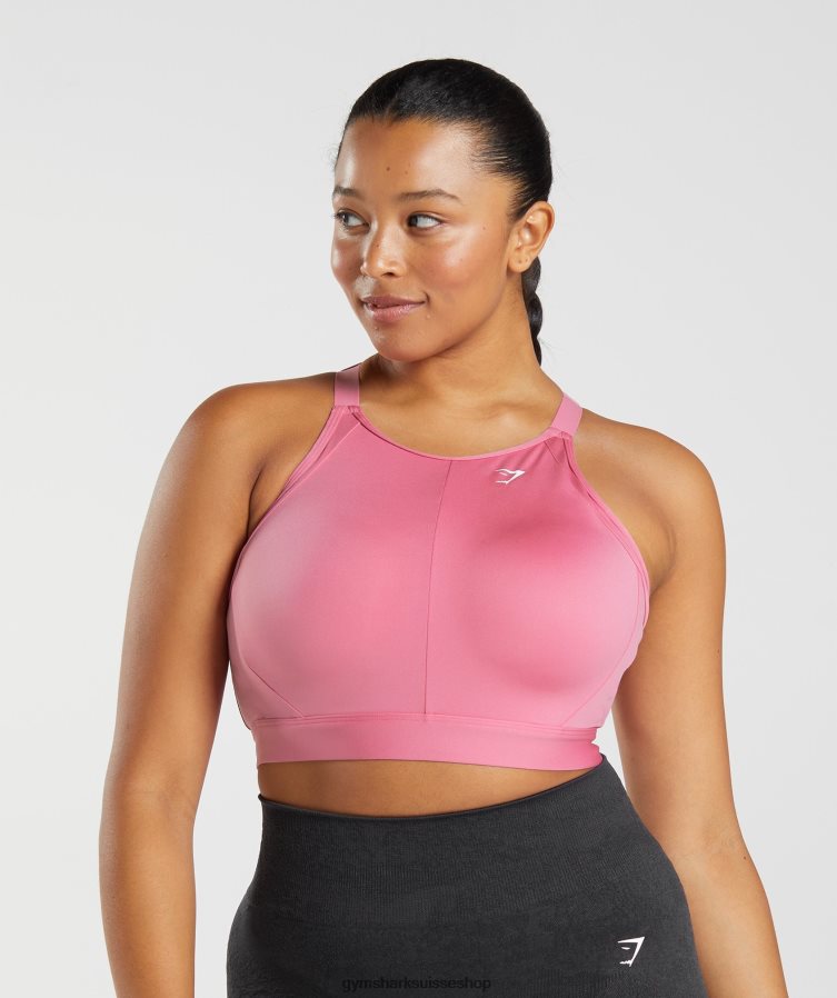 ch Gymshark femmes soutien-gorge de sport à maintien élevé et col montant fleur rose 02FP6T170 vêtements