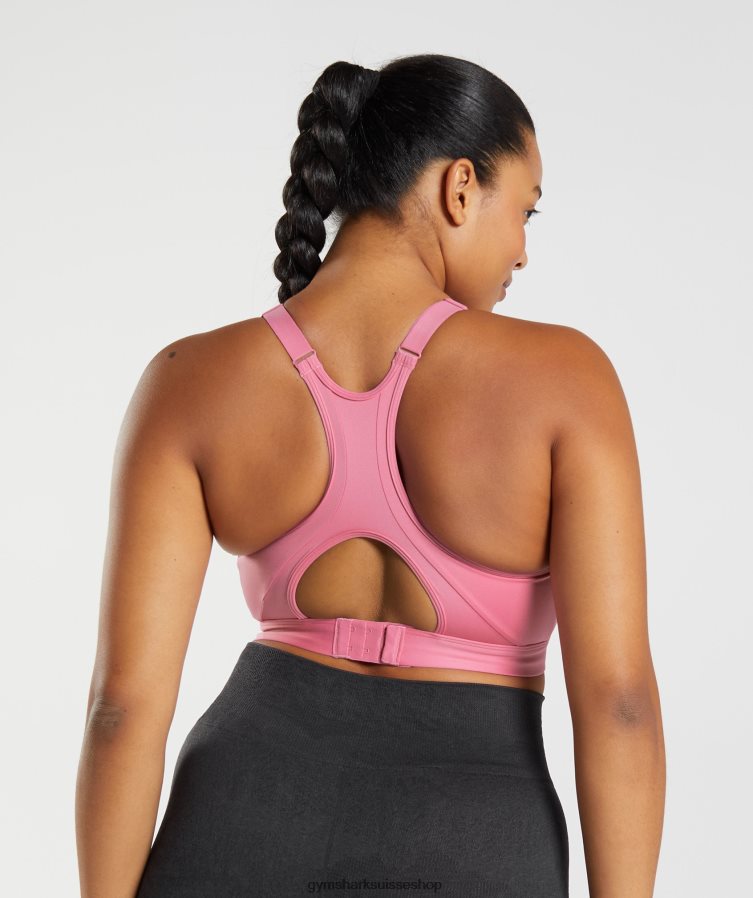 ch Gymshark femmes soutien-gorge de sport à maintien élevé et col montant fleur rose 02FP6T170 vêtements