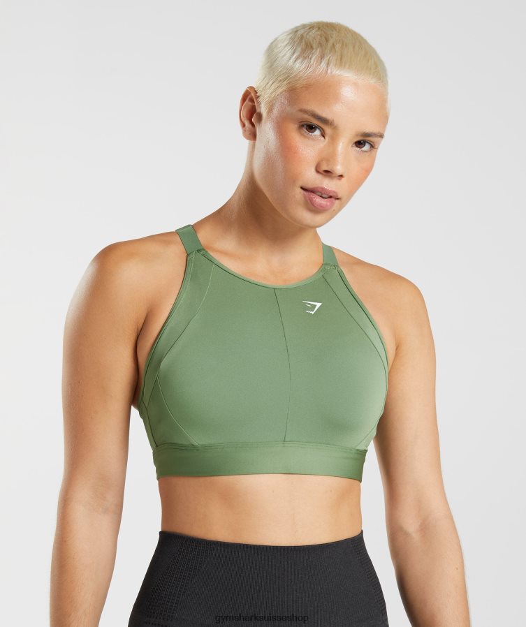 ch Gymshark femmes soutien-gorge de sport à maintien élevé et col montant vert iguane 02FP6T191 vêtements