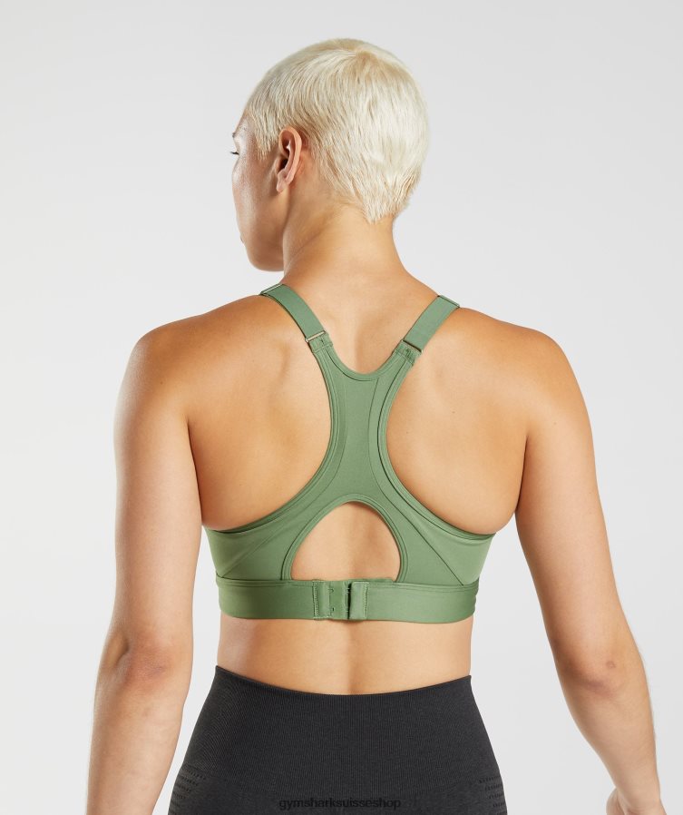 ch Gymshark femmes soutien-gorge de sport à maintien élevé et col montant vert iguane 02FP6T191 vêtements