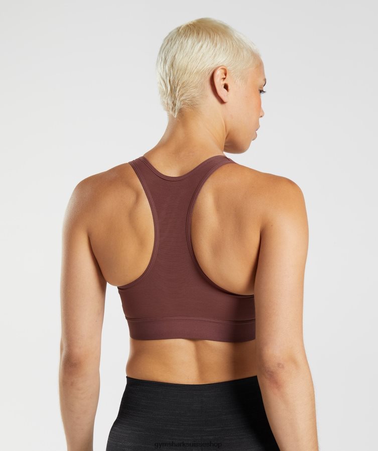 ch Gymshark femmes soutien-gorge de sport à maintien élevé et dos nageur brun cerise 02FP6T160 vêtements
