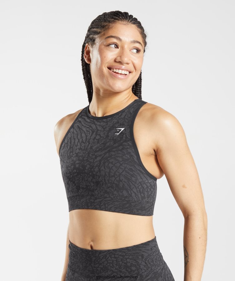 ch Gymshark femmes soutien-gorge de sport sans couture adapt animal sauvage | noir 02FP6T214 vêtements