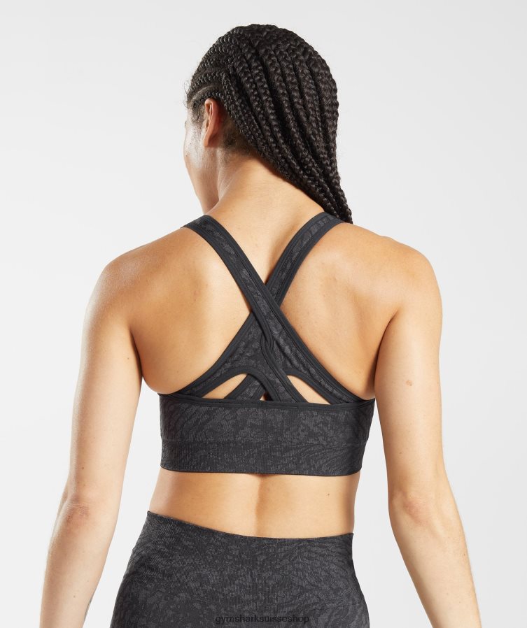 ch Gymshark femmes soutien-gorge de sport sans couture adapt animal sauvage | noir 02FP6T214 vêtements