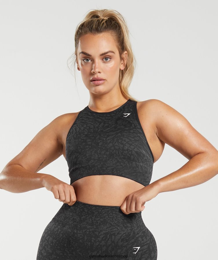 ch Gymshark femmes soutien-gorge de sport sans couture adapt animal sauvage | noir 02FP6T214 vêtements