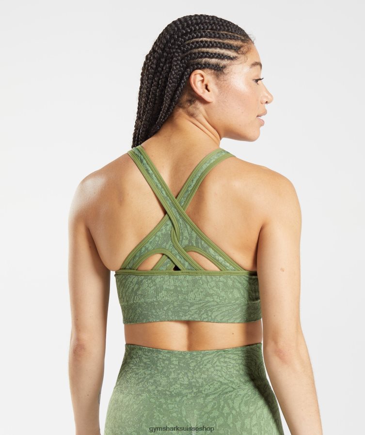 ch Gymshark femmes soutien-gorge de sport sans couture adapt animal sauvage | vert iguane 02FP6T203 vêtements