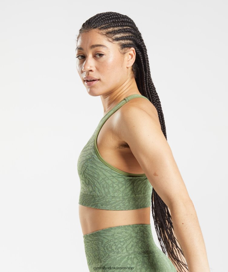 ch Gymshark femmes soutien-gorge de sport sans couture adapt animal sauvage | vert iguane 02FP6T203 vêtements