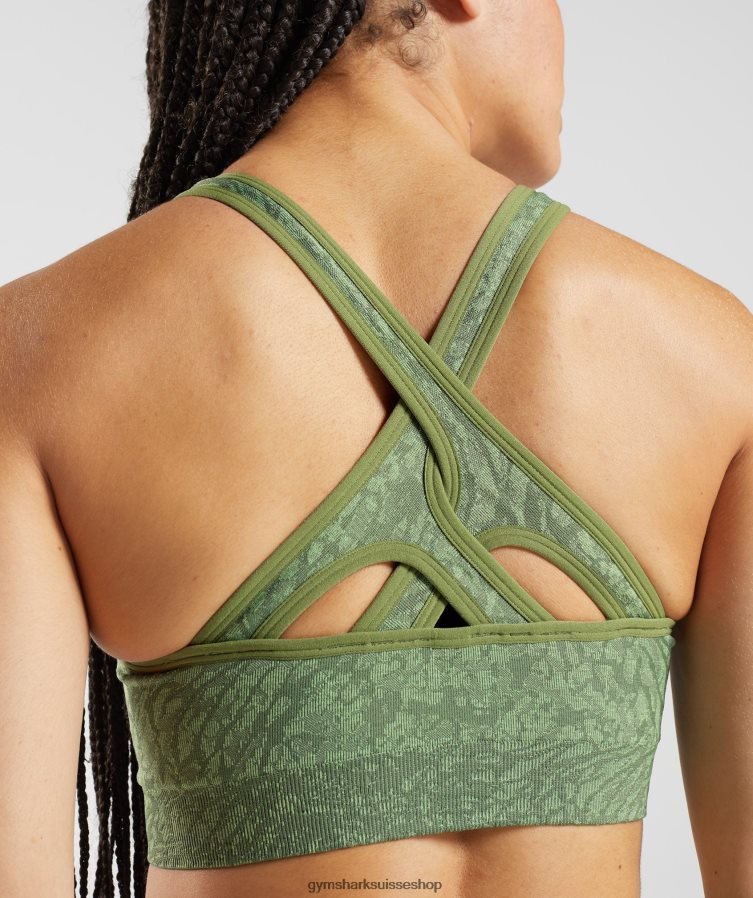 ch Gymshark femmes soutien-gorge de sport sans couture adapt animal sauvage | vert iguane 02FP6T203 vêtements