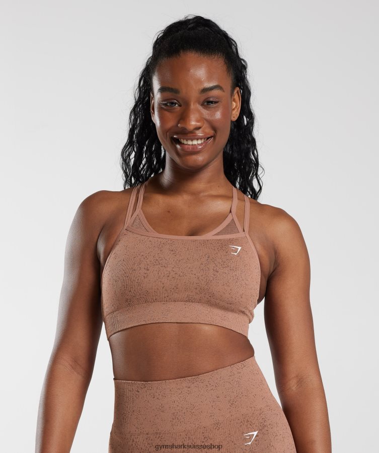 ch Gymshark femmes soutien-gorge de sport sans couture adapt fleck brun grès 02FP6T183 vêtements