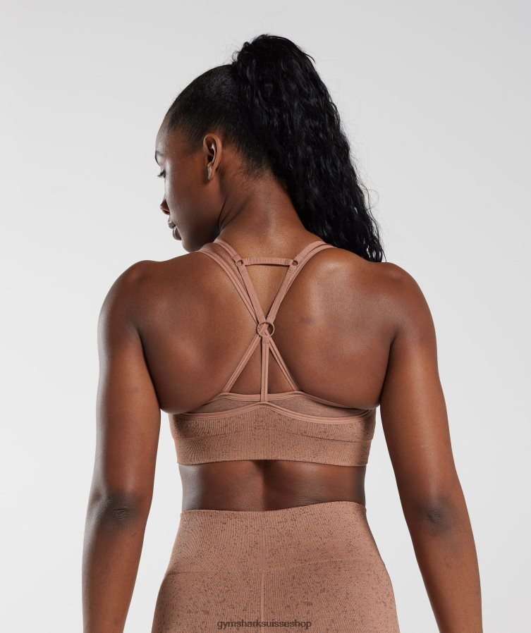 ch Gymshark femmes soutien-gorge de sport sans couture adapt fleck brun grès 02FP6T183 vêtements