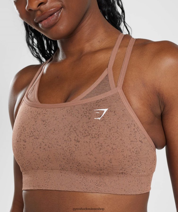 ch Gymshark femmes soutien-gorge de sport sans couture adapt fleck brun grès 02FP6T183 vêtements
