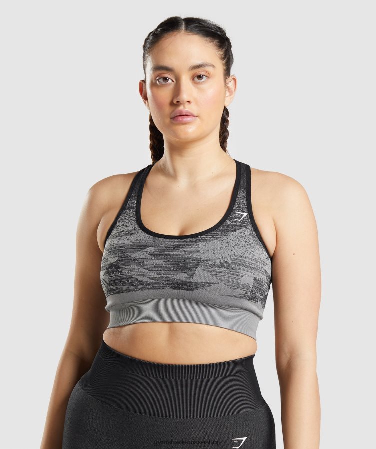 ch Gymshark femmes soutien-gorge de sport sans couture adapt ombre triangulaire | impression noire 02FP6T198 vêtements