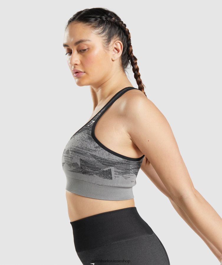 ch Gymshark femmes soutien-gorge de sport sans couture adapt ombre triangulaire | impression noire 02FP6T198 vêtements