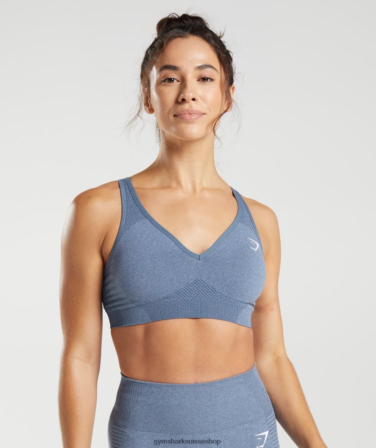 ch Gymshark femmes soutien-gorge de sport sans coutures 2.0 v vital bleu du soir chiné 02FP6T185 vêtements