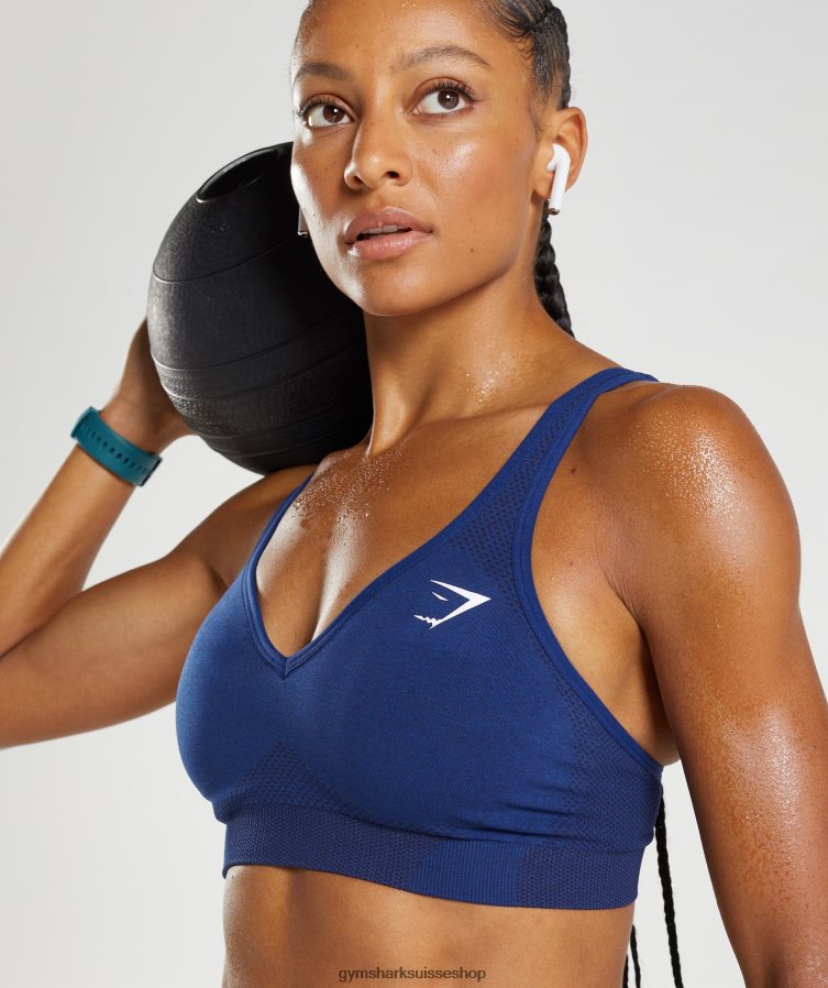 ch Gymshark femmes soutien-gorge de sport sans coutures 2.0 v vital bleu stellaire chiné 02FP6T218 vêtements