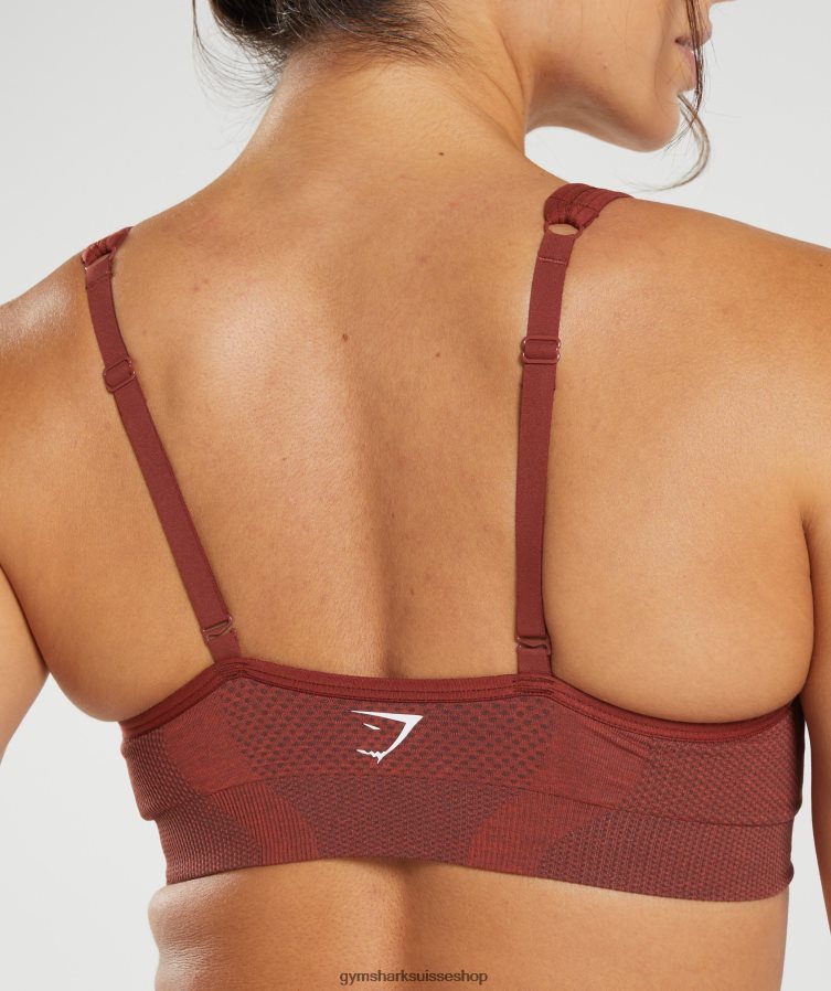 ch Gymshark femmes soutien-gorge de sport sans coutures 2.0 v vital rouge brique chiné 02FP6T168 vêtements