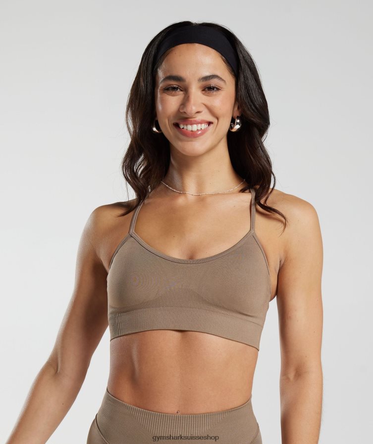ch Gymshark femmes soutien-gorge de sport sans coutures brun fossile 02FP6T122 vêtements