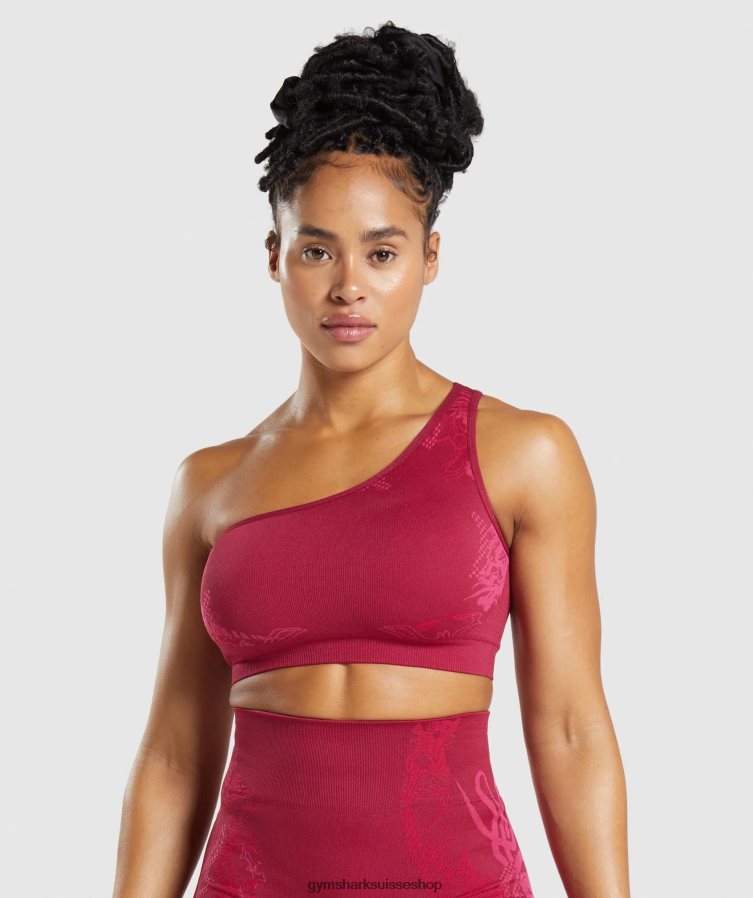 ch Gymshark femmes soutien-gorge de sport à une épaule sans couture wtflex rose groseille/fuchsia fluo/rose magenta 02FP6T213 vêtements