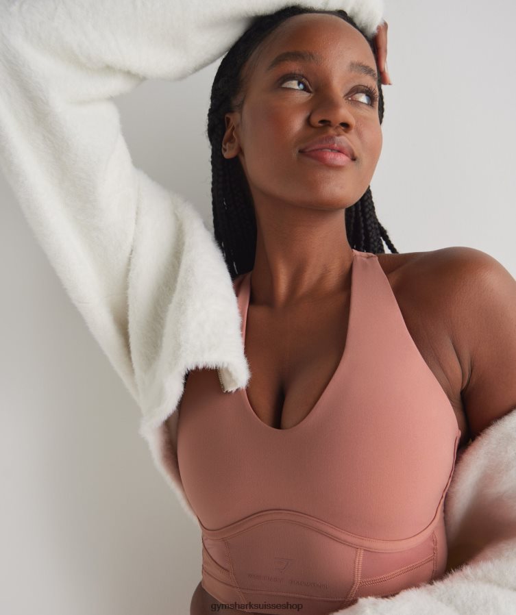 ch Gymshark femmes soutien-gorge long whitney canyon rouge 02FP6T201 vêtements