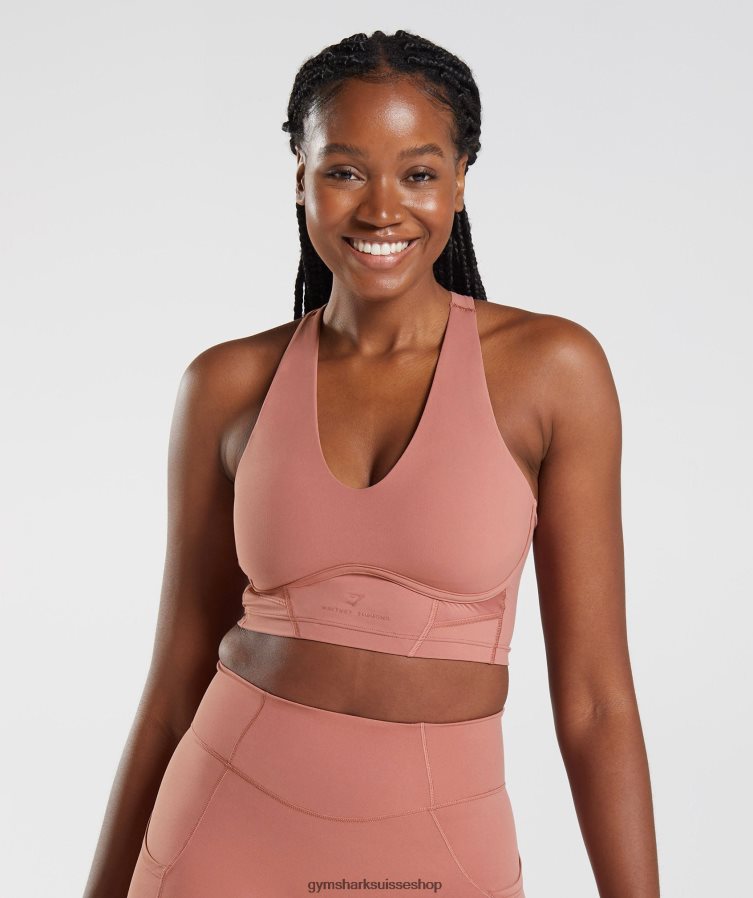 ch Gymshark femmes soutien-gorge long whitney canyon rouge 02FP6T201 vêtements