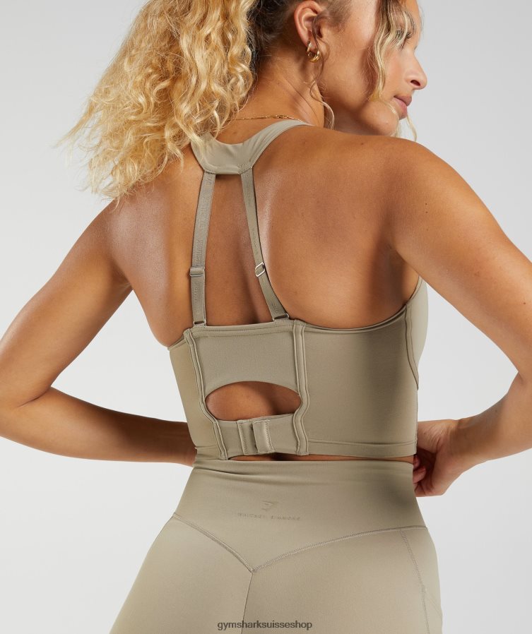 ch Gymshark femmes soutien-gorge long whitney marron ciment 02FP6T229 vêtements