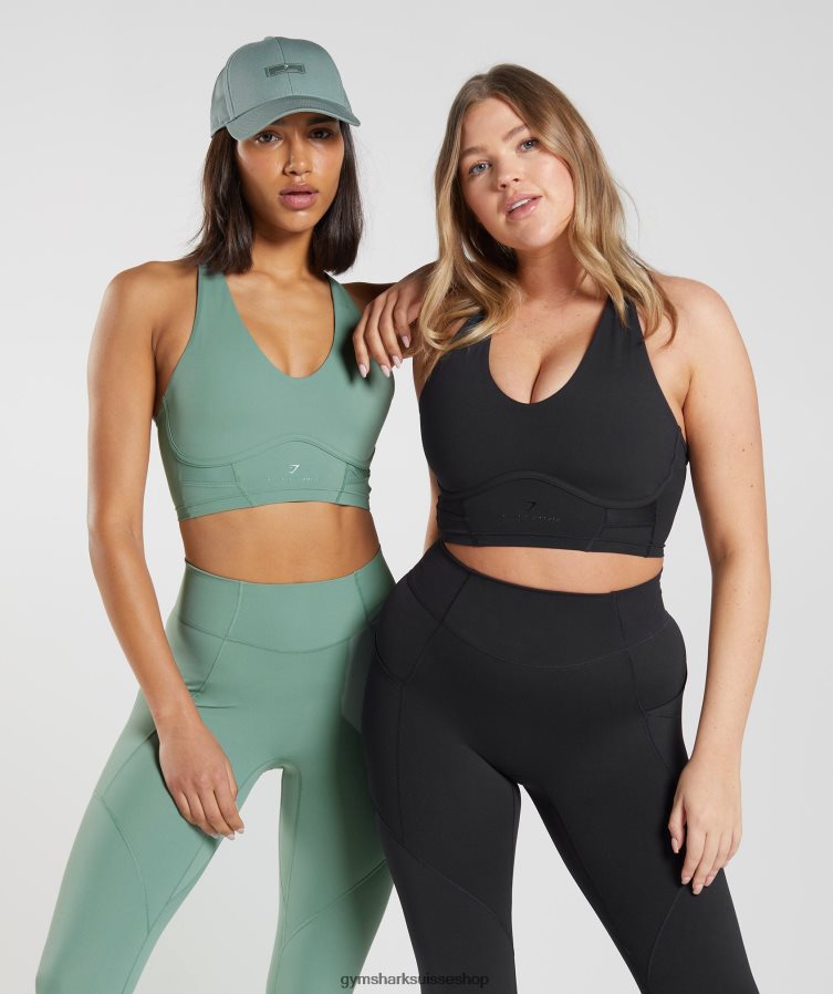 ch Gymshark femmes soutien-gorge long whitney vert Feuille 02FP6T224 vêtements