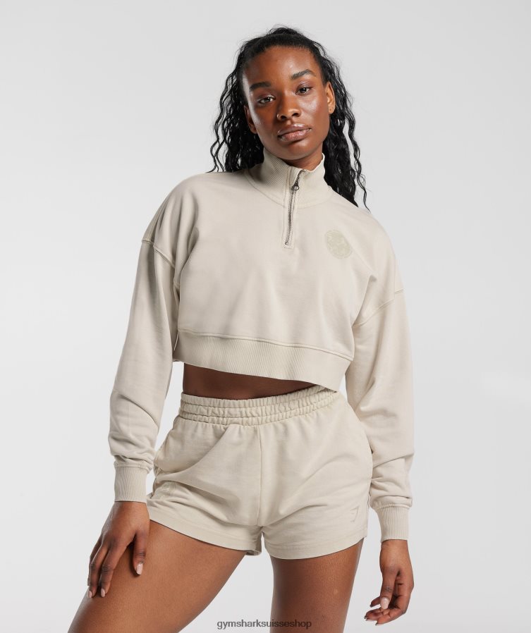 ch Gymshark femmes collégial 1/4 zip champignon brun 02FP6T380 vêtements