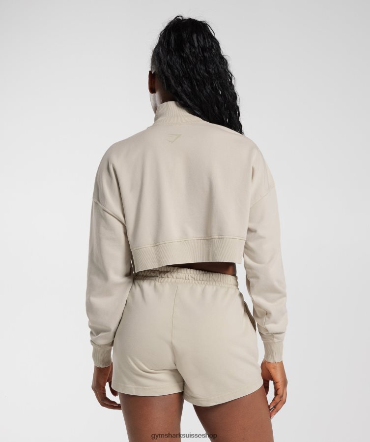 ch Gymshark femmes collégial 1/4 zip champignon brun 02FP6T380 vêtements