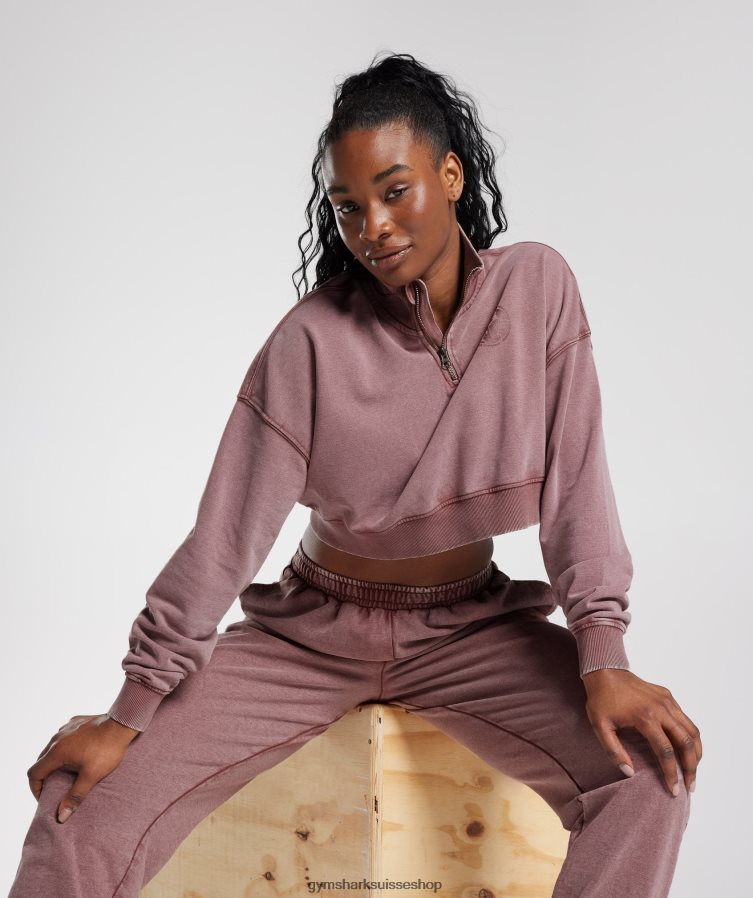 ch Gymshark femmes collégial 1/4 zip marron poussiéreux 02FP6T376 vêtements