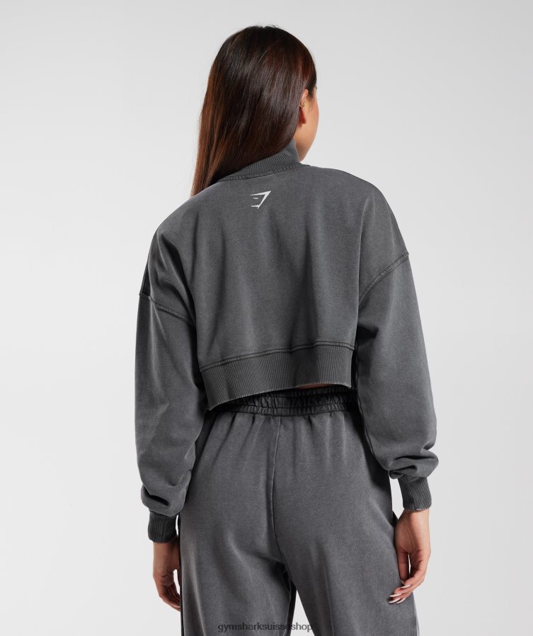 ch Gymshark femmes collégial 1/4 zip silhouette grise 02FP6T387 vêtements